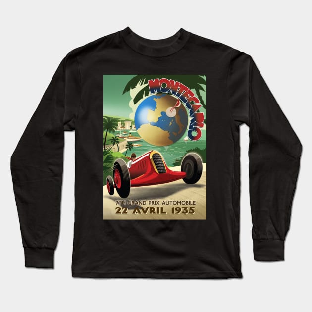 Monte Carlo Grand Prix 1935 Long Sleeve T-Shirt by Spyinthesky